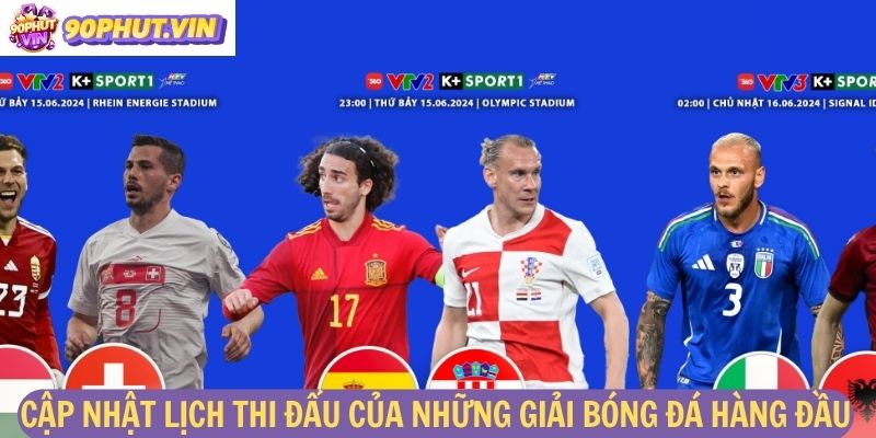 Cập nhật lịch thi đấu của những giải bóng đá hàng đầu