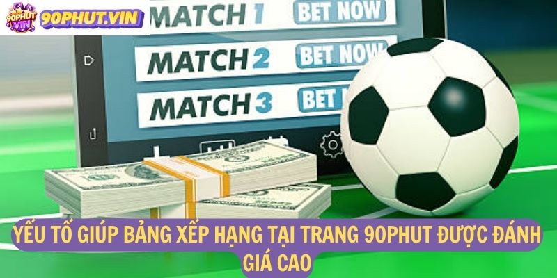 Yếu tố giúp bảng xếp hạng tại trang 90phut được đánh giá cao